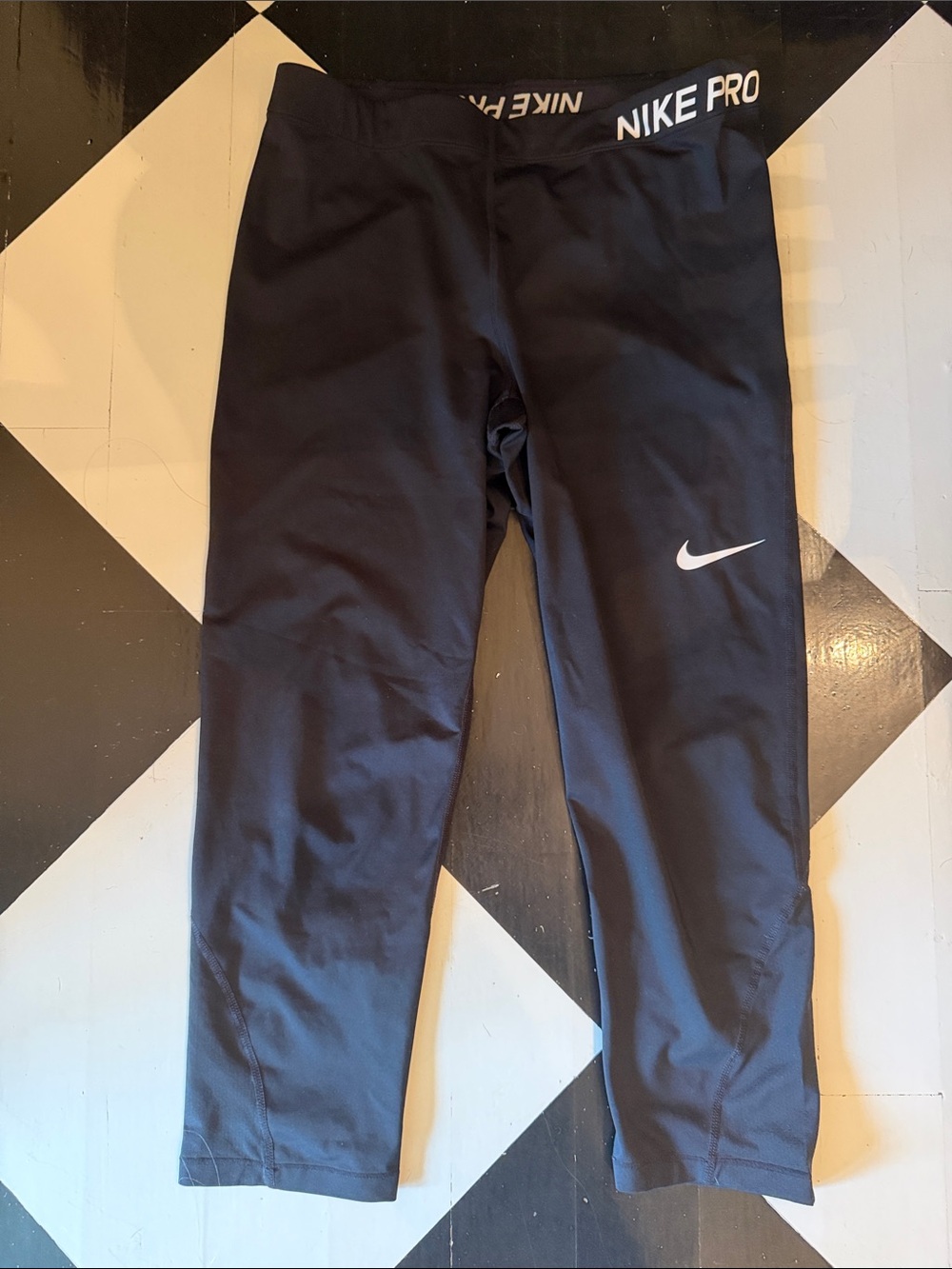 Nike Black Pro Performance Leggings with White Swoosh